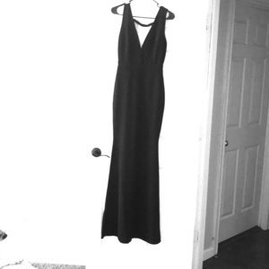 Form fitting long black dress